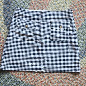 LOFT Navy and White Gingham Skirt